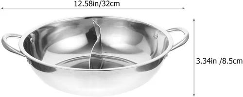 Vista 4 de Sartén antiadherente Olla caliente de doble sabor con divisor de acero inoxidable olla caliente de doble cara para estufa de inducción estufa de gas