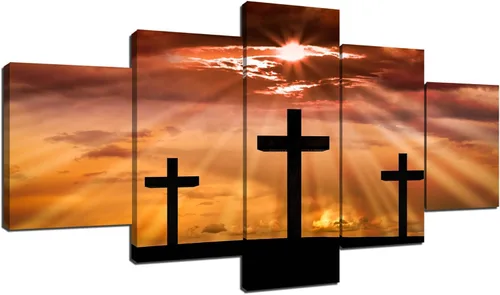 Vista 10 de Lienzo impreso con texto en inglés «The Cross of Jesucristo» (La cruz de Jesucristo), cuadro cristiano religioso, arte de pared, pintura