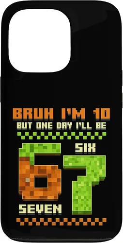 Vista 10 de Bruh I'm 10 But One-Day I'll Be 67 Retro 10th Birthday Kids Case for iPhone XR