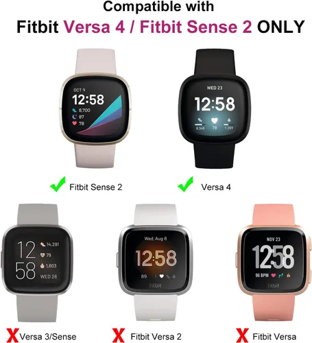 Vista 2 de [Paquete de 4] Funda protectora de pantalla compatible con Fitbit Sense 2 / Fitbit Versa 4, funda protectora completa de ajuste delgado, a prueba