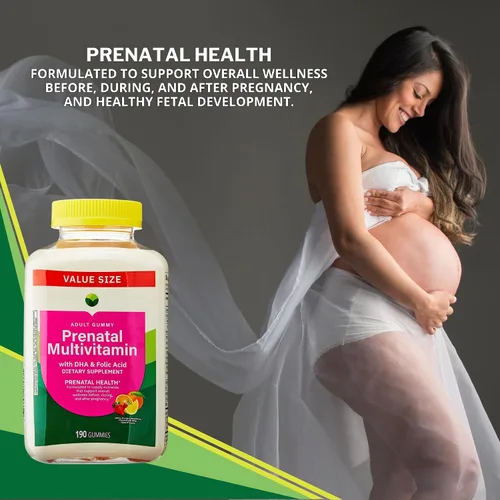 Vista 6 de KP+ Gomitas multivitamínicas prenatales para adultos con DHA y ácido fólico Salud prenatal Apoya el bienestar antes, durante y después