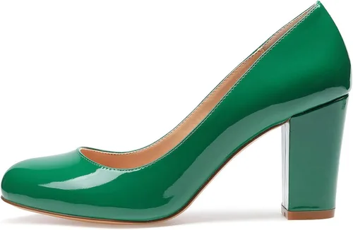 Vista 2 de Castamere Tacones altos para mujer, punta redonda, sin cordones, tacón de bloque de 3.1 in