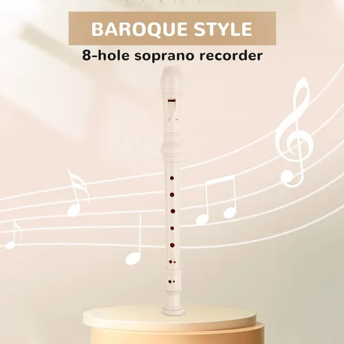 Vista 4 de SWAN Grabadora soprano para estudiantes principiantes – Flauta de 8 agujeros desmontable 3 piezas ABS descante grabadores con varilla de limpieza