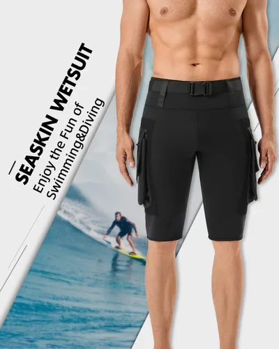 Vista 3 de Seaskin Pantalones cortos de buceo de 0.098 in para hombre con bolsillo