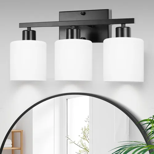 Vista 7 de CANMEIJIA - Lámparas de tocador de baño de 2 luces, níquel cepillado