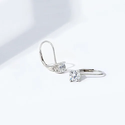 Vista 7 de Tienda Collection Platinum-Plated Sterling Silver Infinite Elements Zirconia Leverback Earrings