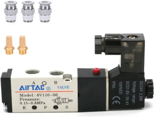 Vista 12 de Válvula solenoide AirTAC Airvexalon DC12V 4V410-15 1/2"PT neumática de aire, 2 posiciones, 5 vías, eléctrica de bobina simple operada por piloto