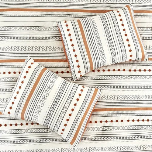 Vista 6 de Modern Threads - Juego de edredón de 4 piezas de la colección Layne - Juego de cama elegante reversible - Incluye edredón, fundas de almohada