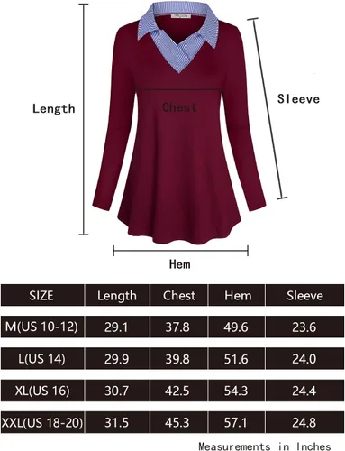 Vista 5 de SeSe Code - Camiseta de manga larga para mujer, cuello de contraste, plisado, túnica de oficina