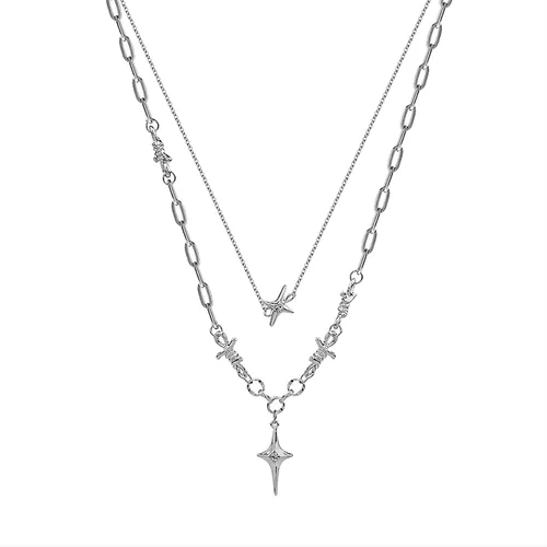 Vista 84 de Y2k - Collar irregular con dije de estrella, piedra de luna, diseño de cadena de moda, joyería de plata picante para mujer