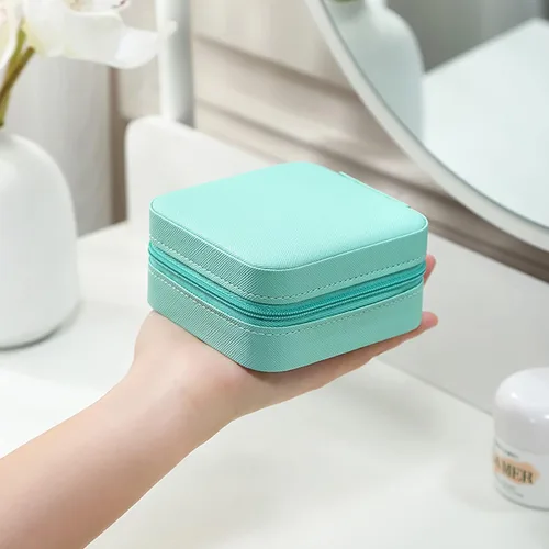 Vista 7 de DgkfkC Joyero portátil de viaje caja de joyería de cuero caja de joyería para guardar collares pendientes pulseras lápiz labial y horquillas