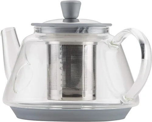 Vista 3 de BonJour 47953 Tetera de vidrio borosilicato con detalles de plata metálica, 1 pieza