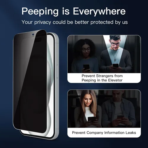 Vista 126 de NEW'C Paquete de 3 protectores de pantalla de privacidad para iPhone Air/iPhone 17 Air (6.5 pulgadas), película de vidrio templado antiespía