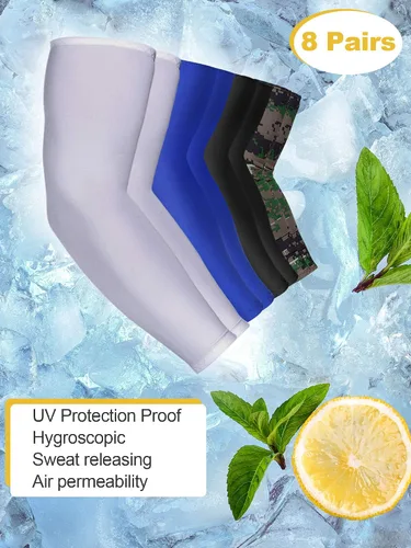 Vista 2 de 8 pares de mangas de enfriamiento unisex con protección UV para brazo de seda de hielo