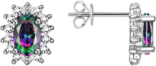 Vista 2 de Rylos Joyería para mujer, anillo de plata de ley, aretes y colgantes, collar de piedras preciosas y diamantes genuinos, piedra natal de 0.236 x