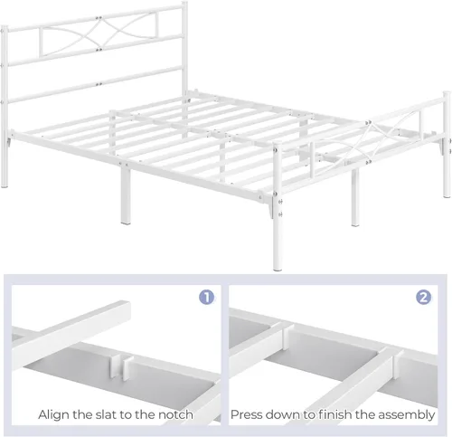 Vista 25 de Yaheetech Base de cama de metal individual, base de cama con plataforma, base de colchón con cabecera y estribo de diseño curvo, soporte resistente