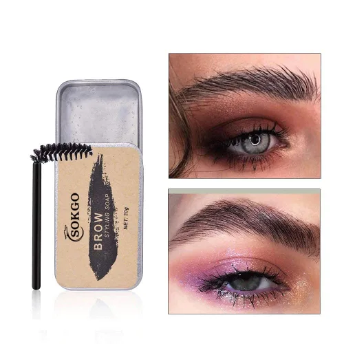 Vista 2 de Jabón para cejas, Jabón para peinar cejas 3D, Gel transparente para cejas con cera natural y duradera para cejas