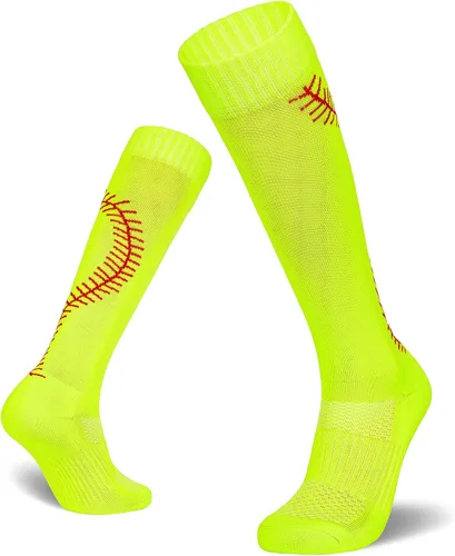Vista 3 de American Trends Calcetines de sóftbol para niñas y adultos, calcetines de béisbol y sóftbol, calcetines deportivos con puntadas, para niñas jóvenes