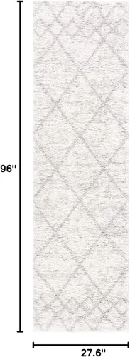 Vista 2 de SAFAVIEH Berber Shag Collection - Alfombra para pasillo, 2 pies 3 pulgadas x 8 pies, color gris y marfil, diseño bohemio rústico, no desprende