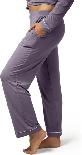 Vista 3 de Kindred Bravely Clea Bamboo Classic - Conjunto de pijama de manga larga para maternidad y lactancia