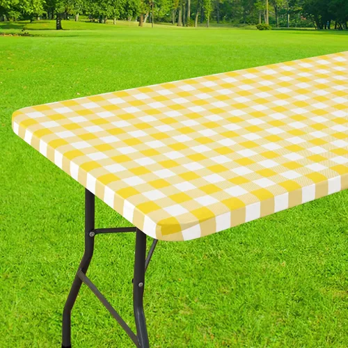 Vista 30 de Smiry Mantel cuadrado de pícnic, manteles de vinilo elásticos impermeables, fundas de mesa de lana cuadriculada con parte trasera de franela