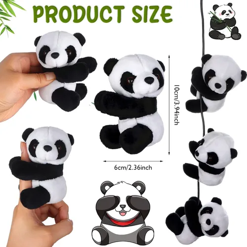 Vista 2 de 12 piezas de panda de dedo de peluche de 4 pulgadas, clips de cortina para notas, clips para fotos, lindo juguete de panda para niños, decoración