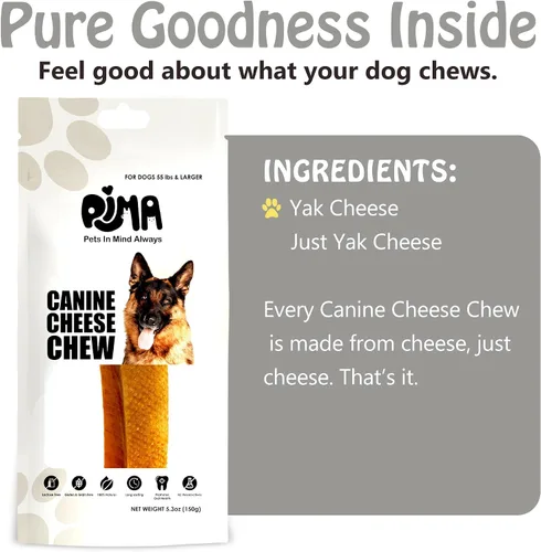 Vista 5 de PIMA - Masticables de queso canino, masticables naturales de yak para perros de 55 libras o más, masticables de queso de yak sin lactosa