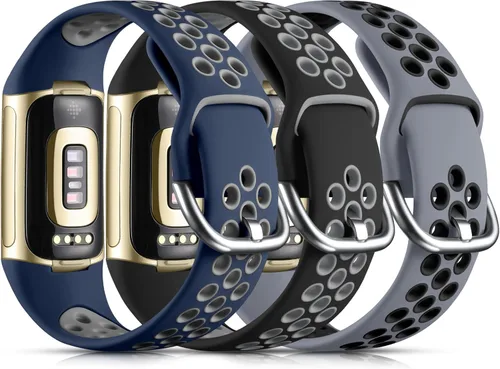 Vista 11 de Maledan Compatible con Correas Fitbit Charge 5/Correas Fitbit Charge 6 para Hombres Mujeres, Correa Deportiva de Silicona para Muñeca para Negro