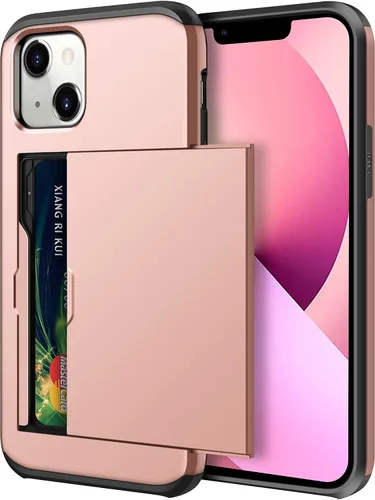 Vista 10 de SAMONPOW Funda compatible con iPhone 13 con tarjetero híbrido de doble capa, protección resistente, a prueba de golpes, 13, para mujeres y hombres