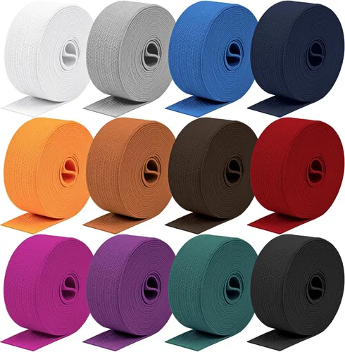 Vista 22 de Airisoer Banda elástica de 1/2 pulgada para costura, bandas elásticas de alta elasticidad de 12 yardas para cinturas, pantalones, ropa y Negro