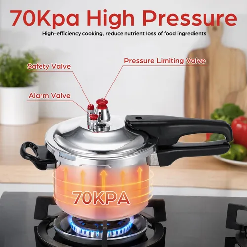 Vista 3 de INOOMP Olla a presión inferior compuesta de 2.7 cuartos de galón de aleación de aluminio para cocinas de gas e inducción con mango ergonómico