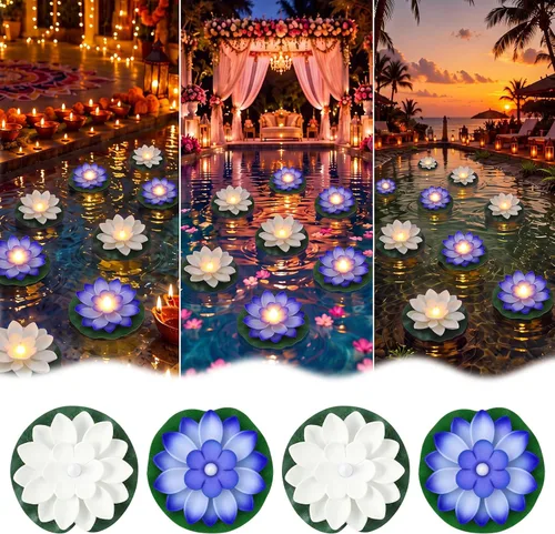 Vista 15 de Liliful 24 luces de loto flotantes Diwali, 5.91 pulgadas, 6