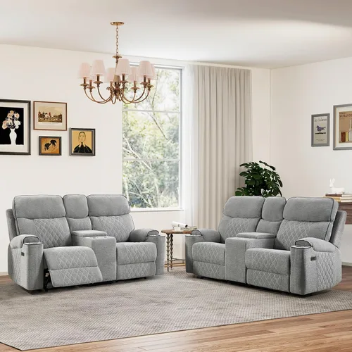 Vista 27 de HAOMARKETS Silla reclinable eléctrica para adultos con puerto USB, sofás reclinables eléctricos de tela suave con portavasos de metal, sillas