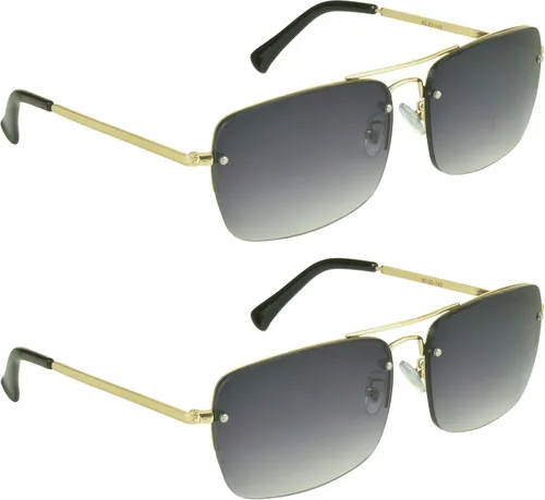 Vista 7 de proSPORT Gafas de sol Lectores Lente Completo Cuadrado Aviador Sin Montura Metal Plata Oro Gradiente Gris Marrón Tinte Hombres Mujeres NO BIFOCAL