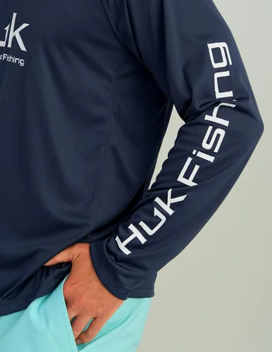 Vista 4 de HUK - Sudadera con capucha de manga larga ventilada para hombre, camiseta de pesca con capucha Academia Naval