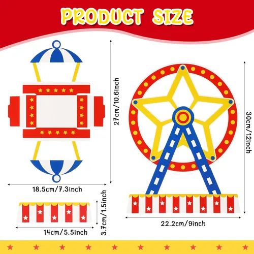 Vista 2 de Epakh - Juego de 3 centros de mesa de rueda de fortuna para carnaval, decoración de fiesta, circo