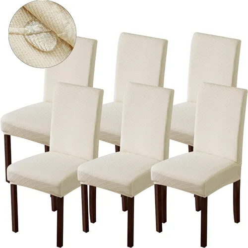Vista 18 de Genina Fundas impermeables para sillas de comedor, fundas para sillas Parsons de cocina, fundas para sillas Parsons (beige, 2 piezas)