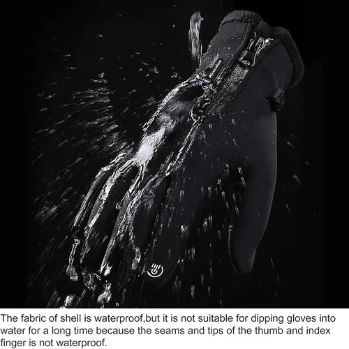 Vista 4 de FZ FANTASTIC ZONE Guantes de conducción impermeables para hombre con pantalla táctil resistente al viento, con forro polar