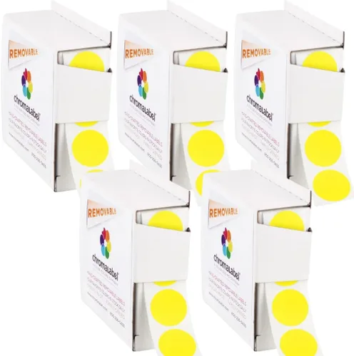 Vista 27 de ChromaLabel Puntos adhesivos extraíbles, 3/4 pulgadas amarillo, 1000/caja