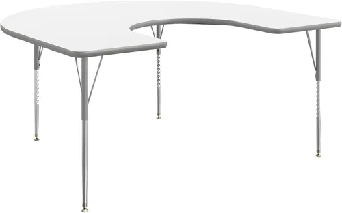 Vista 17 de Flash Furniture 66" x 60" Horseshoe Activity Table, Gray, Standard Legs Gray Top/Silver Frame