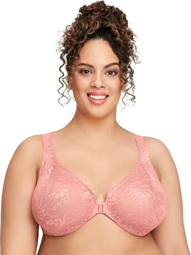 Vista 7 de Glamorise Women's Plus Size Wonderwire Lace Front-Closure Underwire #9245