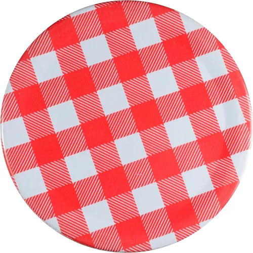 Vista 2 de Sunshine Mason Co - Tapas para tarros de una pieza, 6 piezas, color rojo a cuadros