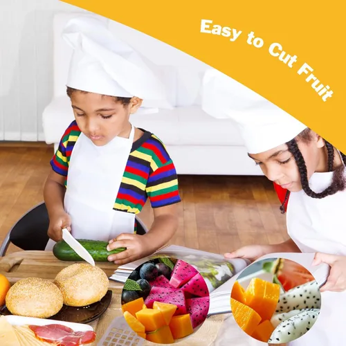 Vista 5 de Cuchillos para niños, juego de cuchillos de cocina y hornear de 6 piezas, cuchillos para niños para cocina real, herramienta sin BPA para niños