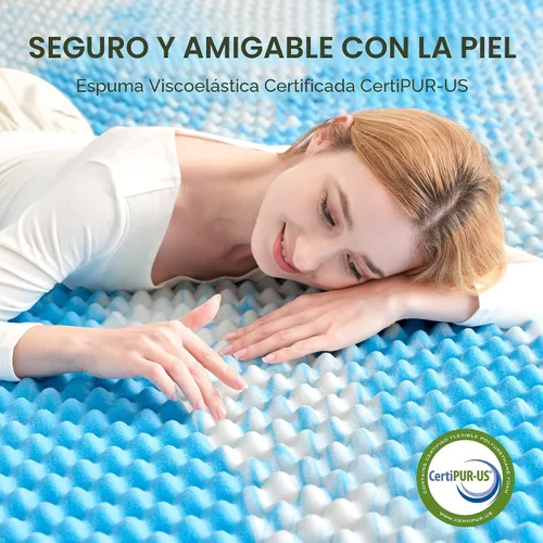 Vista 4 de SINWEEK Cubrecolchón de Espuma Viscoelástica con Relieve de Huevera de 2 Pulgadas Tamaño Individual, Almohadilla de Colchón Suave para Alivio