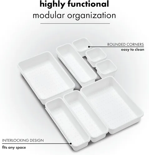 Vista 4 de Madesmart Paquete de compartimentos con enclavamiento, blanco, 8 piezas