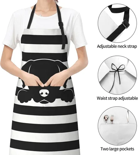 Vista 3 de Perinsto Waterproof Apron With 2 Pockets Kitchen Chef Aprons Bibs For Cooking Baking Painting Gardening Grooming