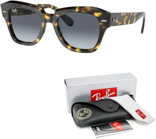 Vista 3 de Ray-Ban State Street RB2186 - Lentes de sol cuadrados para hombre y mujer + paquete con kit de gafas de diseñador iWear