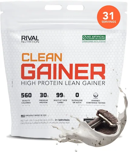 Vista 13 de Rival Nutrition Clean Gainer Proteína en Polvo – 5LB Chocolate Fudge – Alta Proteína para Masa Magra y Ganancia de Peso 580 Calorías, 30g