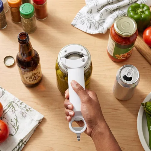 Vista 3 de Abrebotellas, atornillador ajustable de acero inoxidable 3 en 1, multifuncional retráctil, abrebotellas, abrebotellas, herramienta de cocina Beige