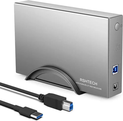 Vista 9 de Carcasa para disco duro RSHTECH USB 3.0 a SATA de aluminio para disco duro externo de 3.5 pulgadas HDD SSD hasta 16TB, soporte UASP (RSH-339) Caja